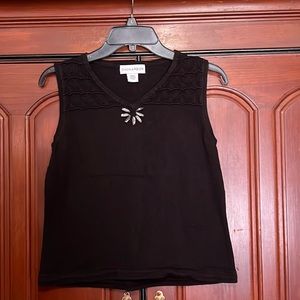 Black Sag Harbor Sleeveless Shoulder Fabric Designs & Embellished Small